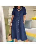 White Yasmin Effortless Buttoned Dress by Lumina Wear, featuring a sleek design, perfect for casual or semi-formal occasions.