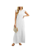 Black Yllona™ sleeveless casual maxi dress by Lumina Vancouver, flowing sleeveless dress with a relaxed fit and elegant style.