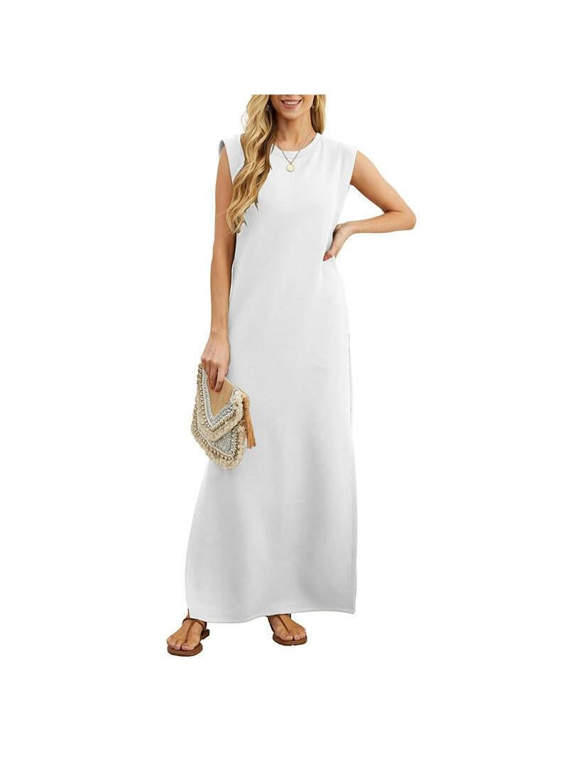 Black Yllona™ sleeveless casual maxi dress by Lumina Vancouver, flowing sleeveless dress with a relaxed fit and elegant style.