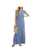 Black Yllona™ sleeveless casual maxi dress by Lumina Vancouver, flowing fabric and relaxed fit, perfect for summer wear.