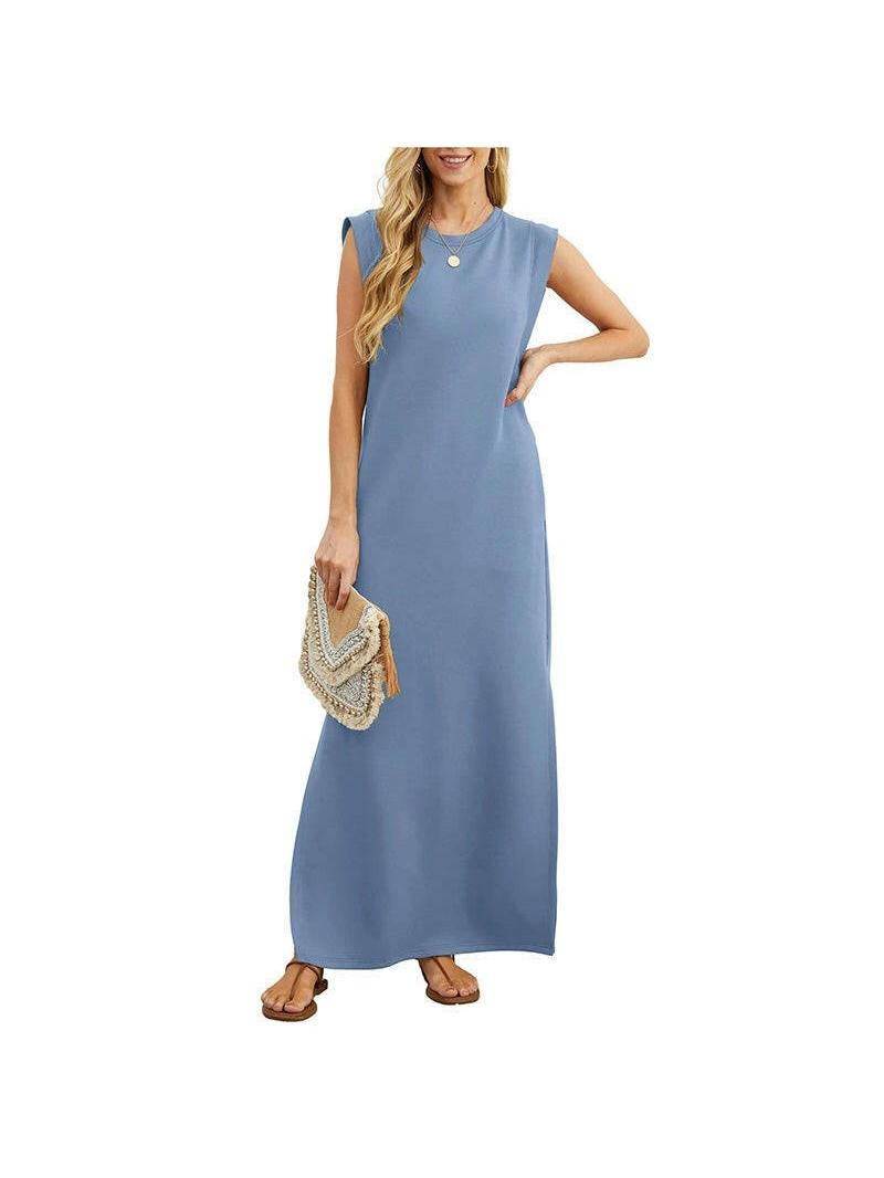 Black Yllona™ sleeveless casual maxi dress by Lumina Vancouver, flowing fabric and relaxed fit, perfect for summer wear.