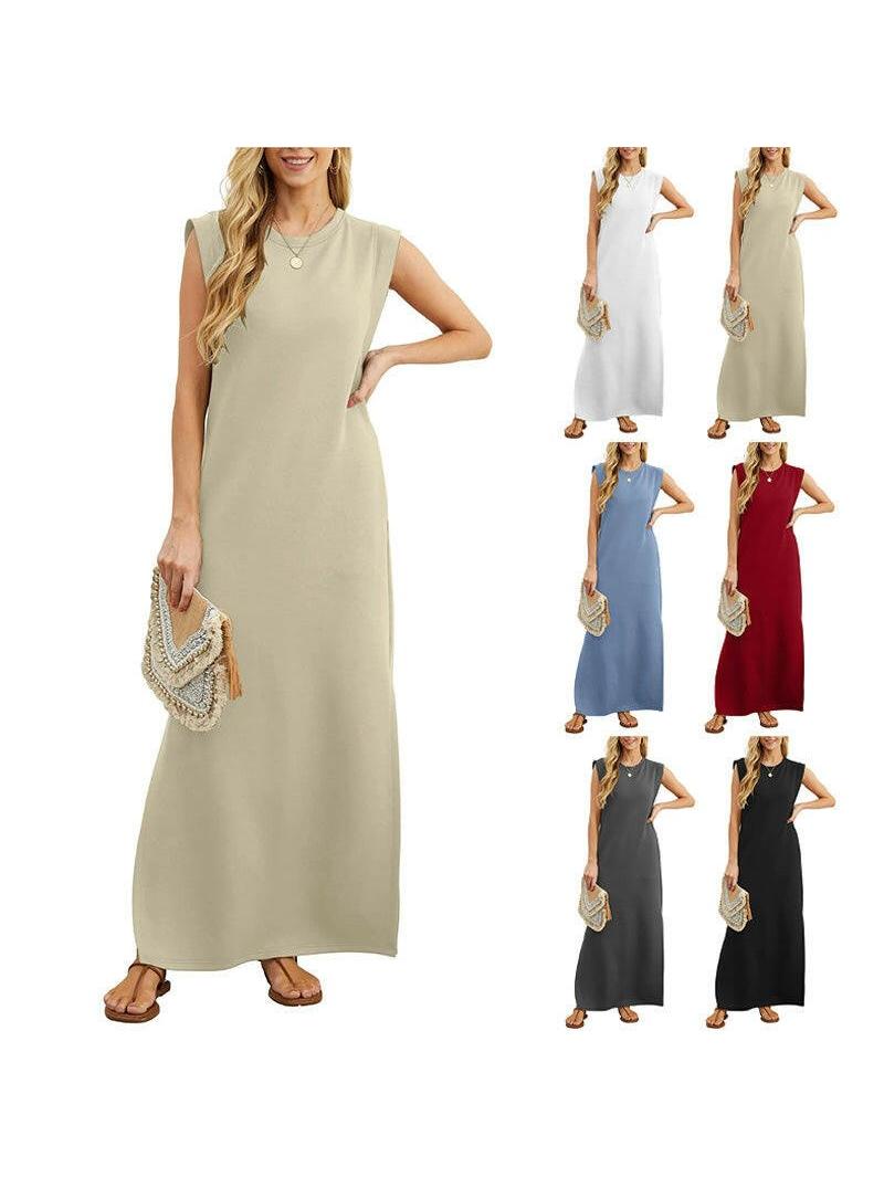 Black Yllona™ sleeveless casual maxi dress by Lumina Vancouver, featuring a relaxed fit and flowing design.