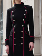 Vivian | Military-Inspired Long Coat with Red Piping - Lumina Vancouver - Lumina Vancouver