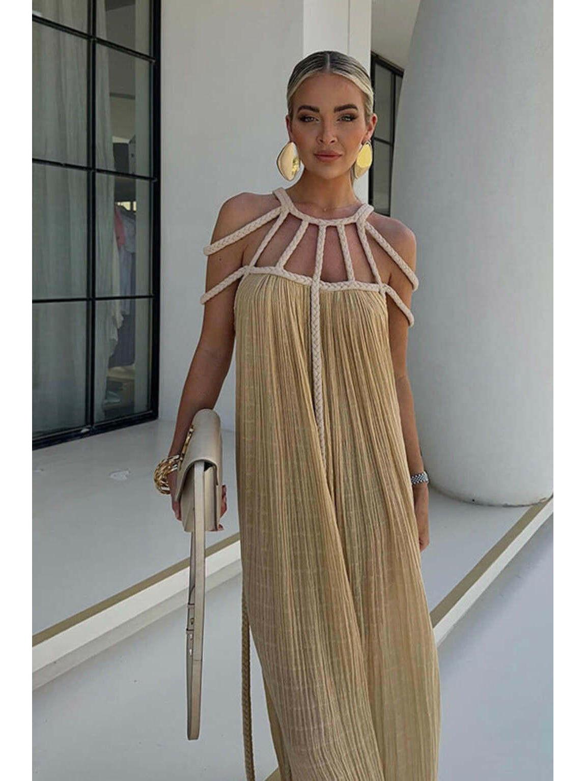 Beige Zeeva™ elegant stylish dress by Lumina Vancouver, one-size, perfect for dress sale, nearly sold out.