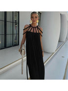 Beige Zeeva™ elegant stylish dress by Lumina Vancouver, featuring a sophisticated design, one-size fit, nearly sold out.
